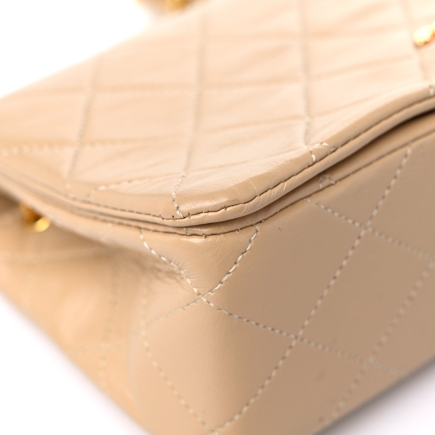 Lambskin Quilted Small Single Flap Beige
