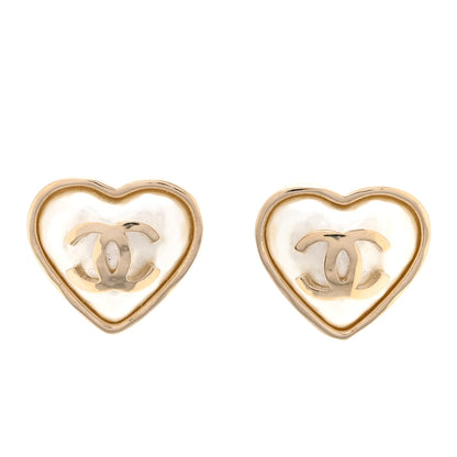 Chanel Pearl CC Heart Earrings Gold 1 of 5