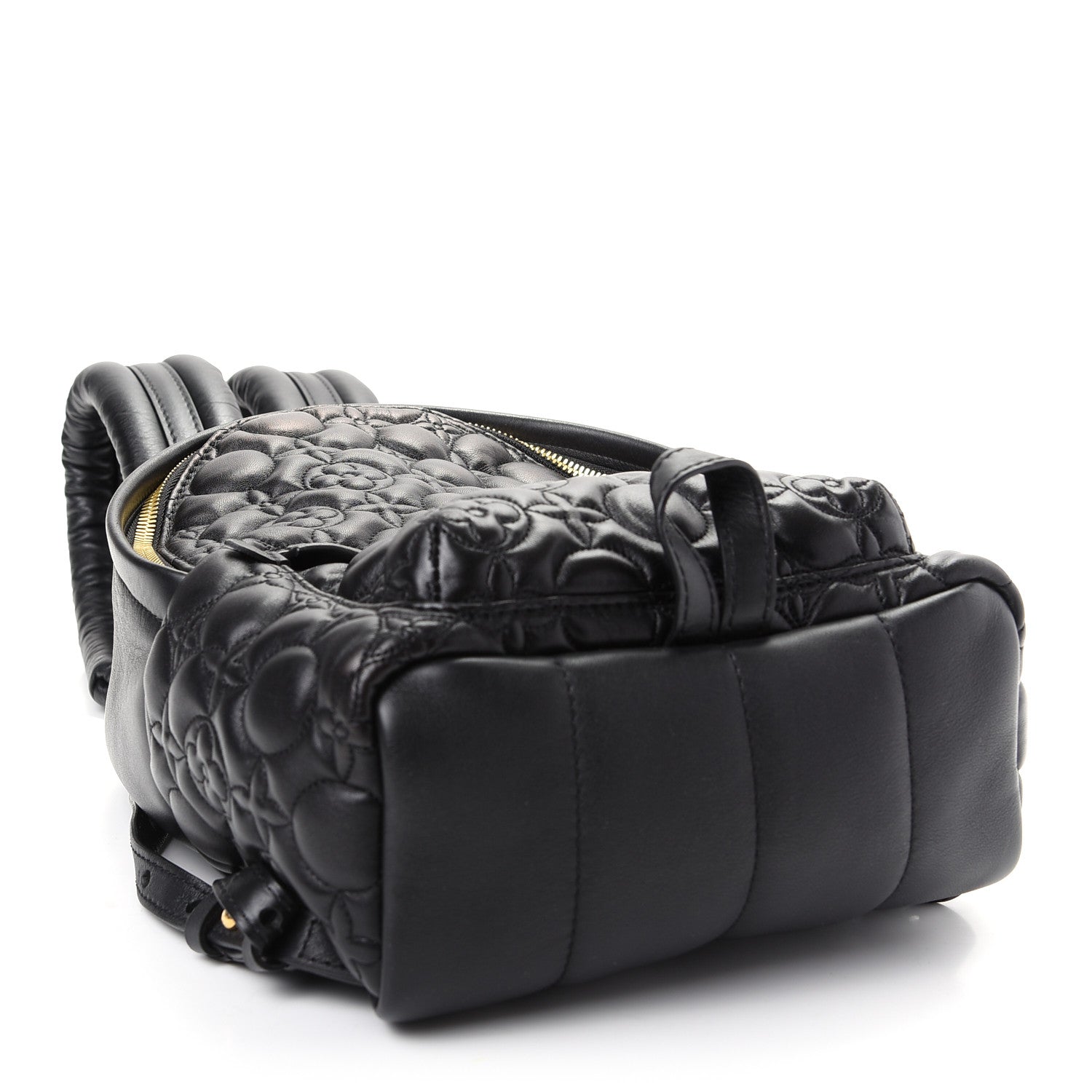 Louis Vuitton Lambskin Flower Quilted Palm Springs Backpack PM Black 3 of 8