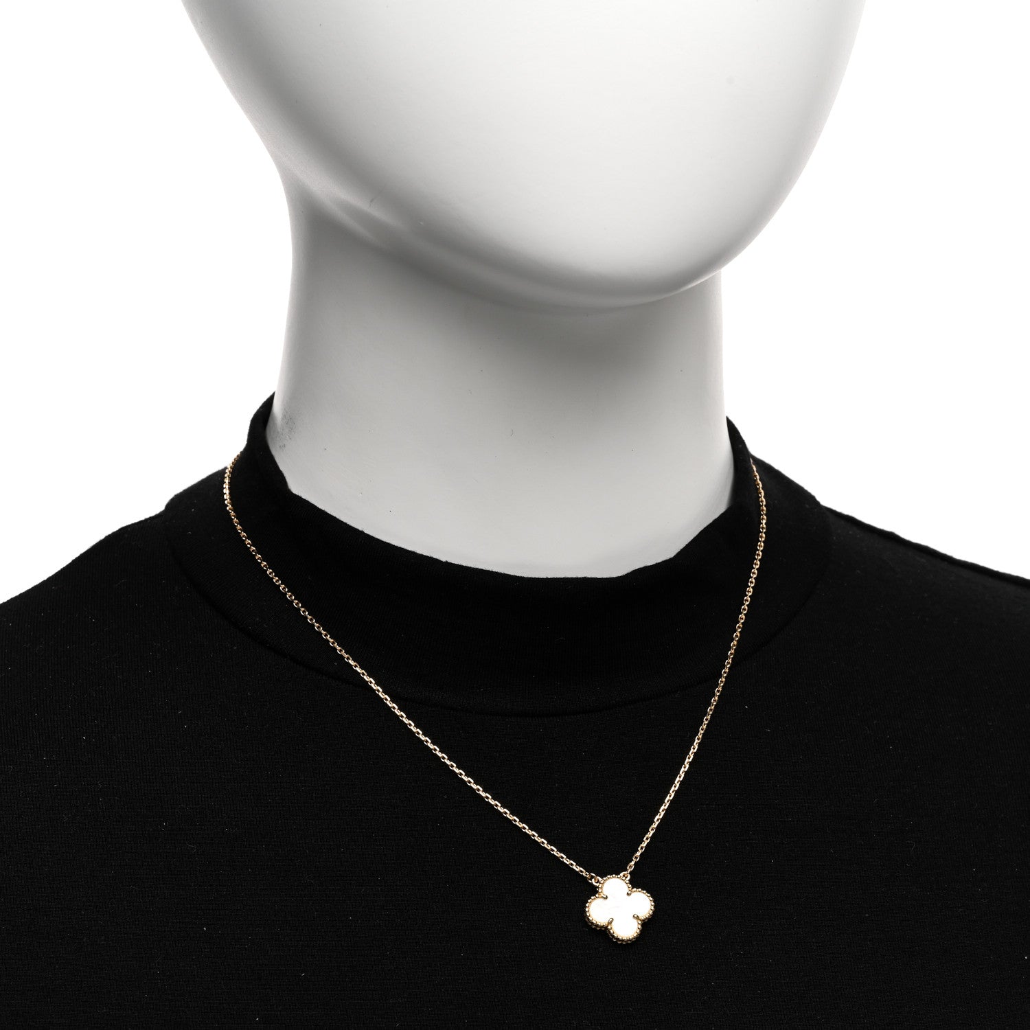 Van Cleef & Arpels 18K Yellow Gold Mother of Pearl Vintage Alhambra Pendant Necklace 2 of 5