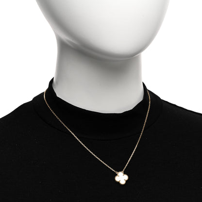 Van Cleef & Arpels 18K Yellow Gold Mother of Pearl Vintage Alhambra Pendant Necklace 2 of 5
