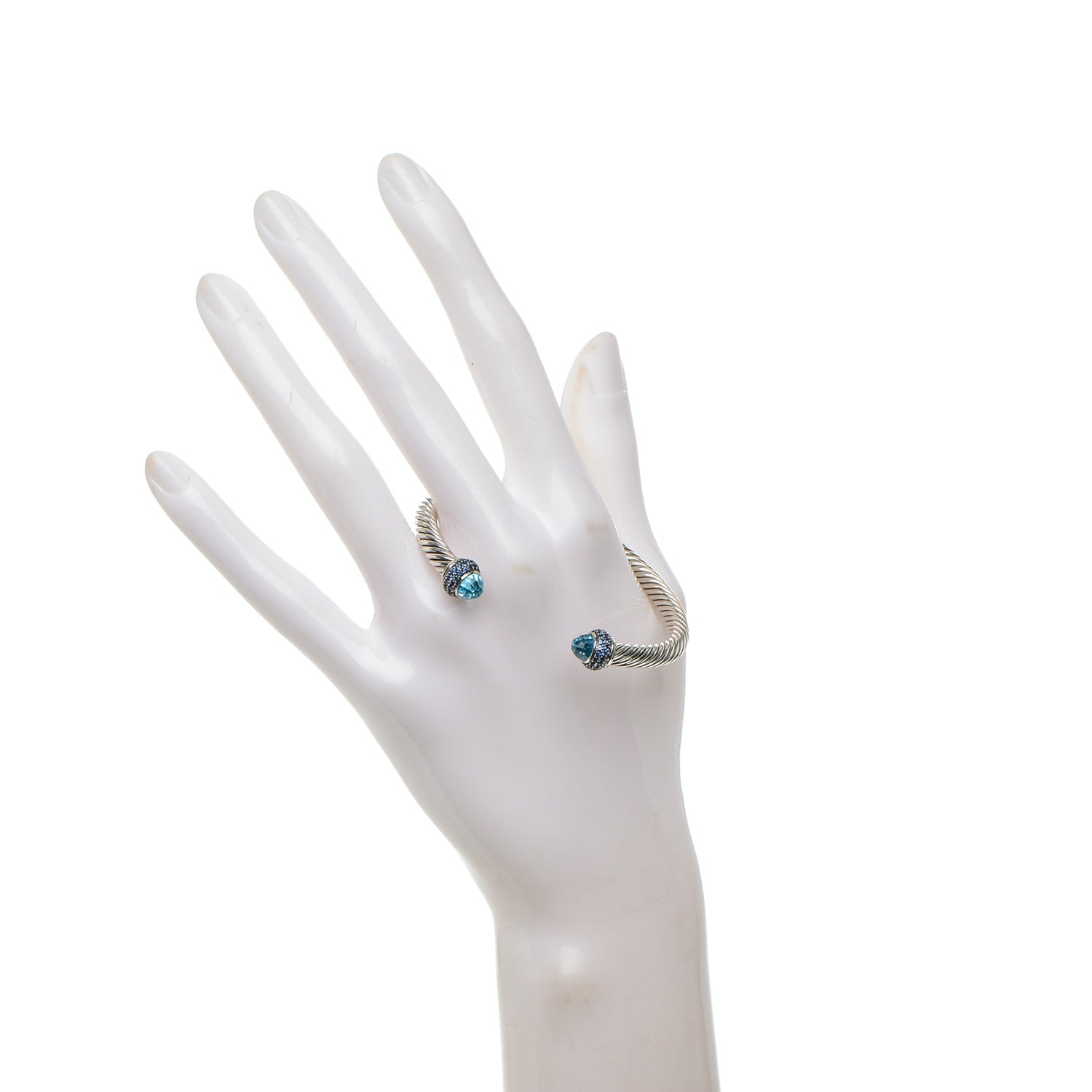 David Yurman Sterling Silver Sapphire Blue Topaz 5mm Cable Candy Bracelet 2 of 6