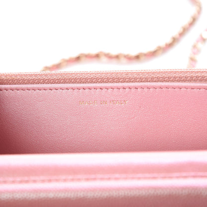 Chanel Iridescent Caviar Quilted Wallet on Chain WOC Rose Pink 9 of 10