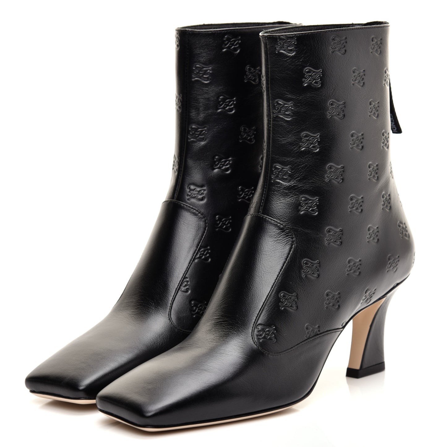 Vitello Karligraphy Embossed FFreedom Ankle Boots 37 Black