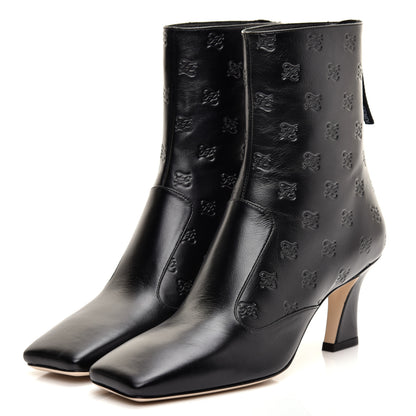 Fendi Vitello Karligraphy Embossed FFreedom Ankle Boots 37 Black 3 of 8
