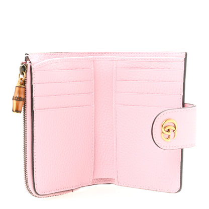 Gucci Piuma Calfskin Medium Bamboo Double G Wallet Pink 5 of 9