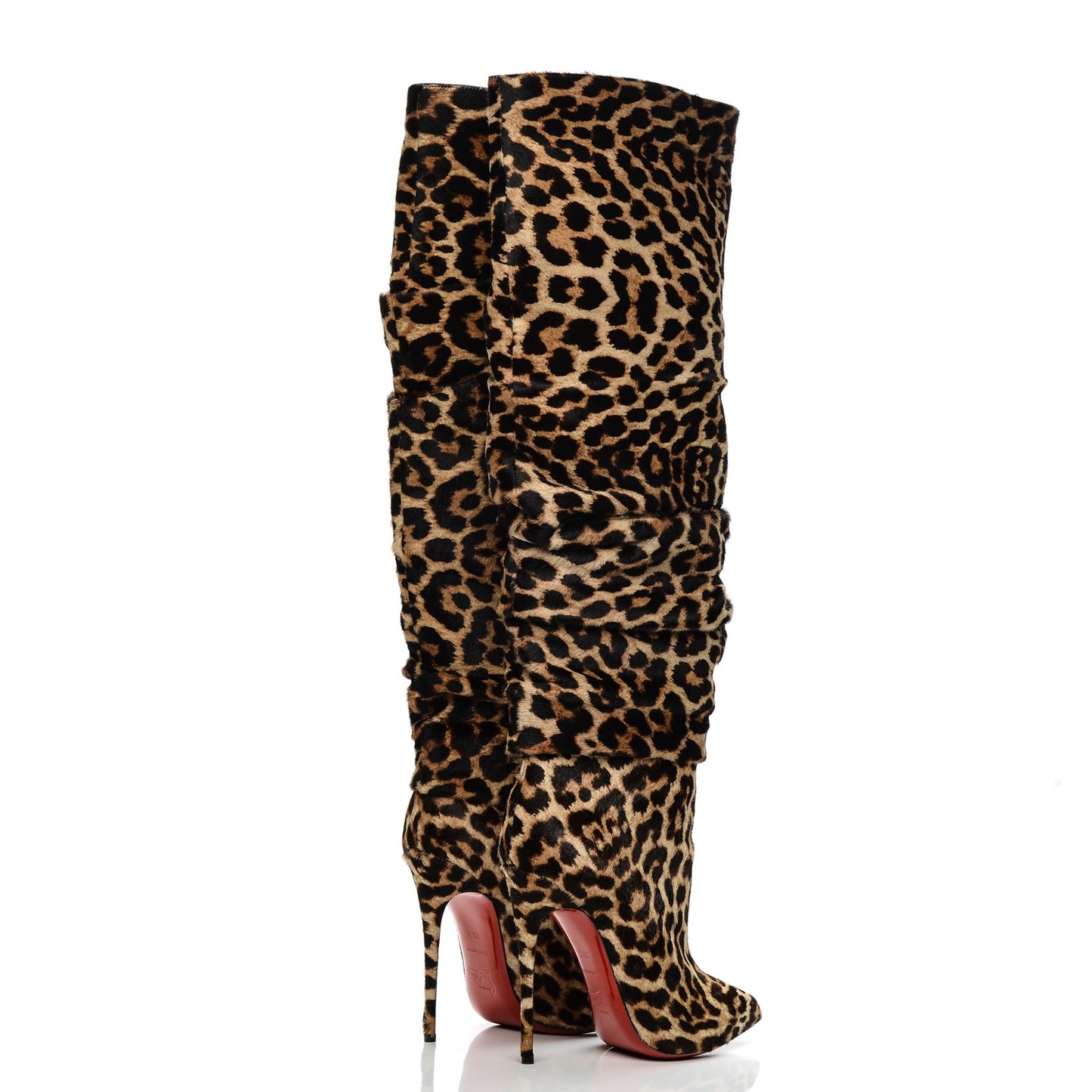 Pony Hair Ishtar Botta 120 Ruched Knee Boots 36.5 Leopard
