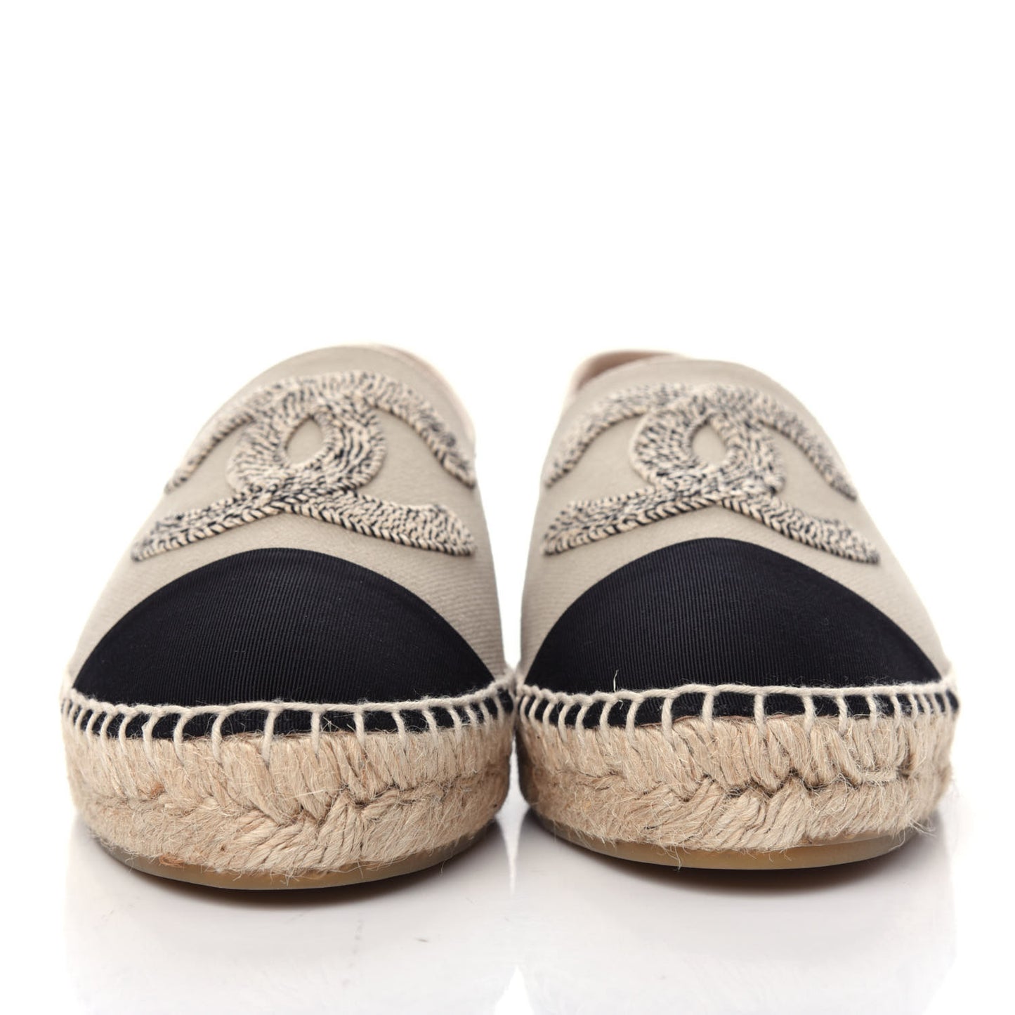 Canvas Grosgrain CC Espadrilles 39 Light Green Black