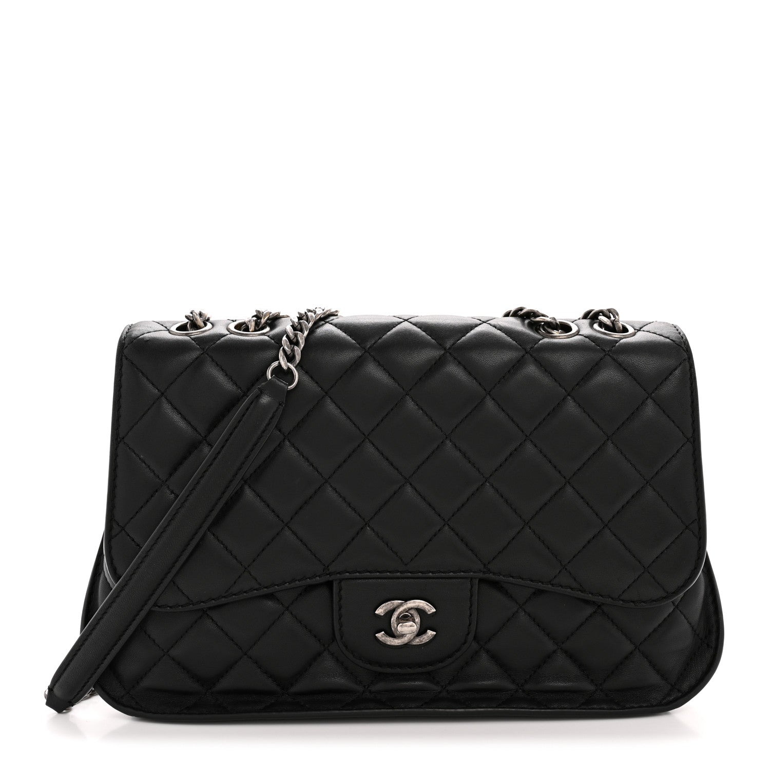Chanel Lambskin Quilted Large Natural CC Flap Black 1 of 15