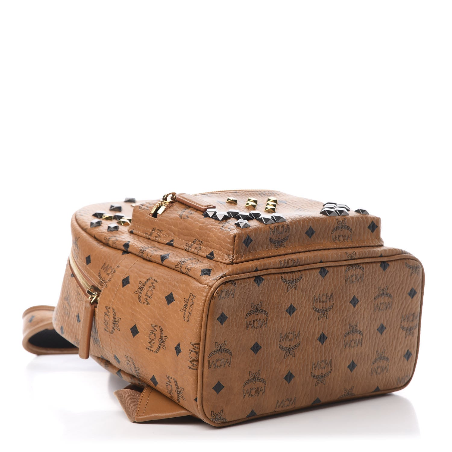 MCM Visetos Studded Small Stark M Backpack Cognac 3 of 12