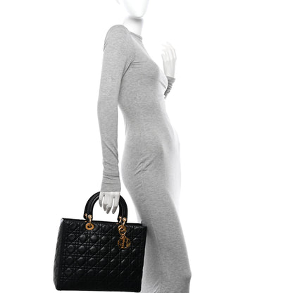 Christian Dior CHRISTIAN DIOR Lambskin Cannage Large Lady Dior Black 2 of 11