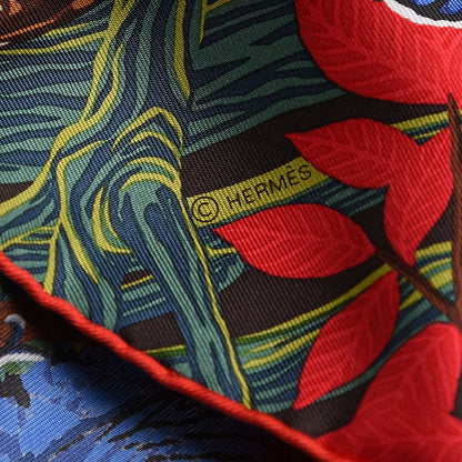 Hermes Silk Into the Canadian Wild Scarf 90 Vert Rouge Brun 3 of 4