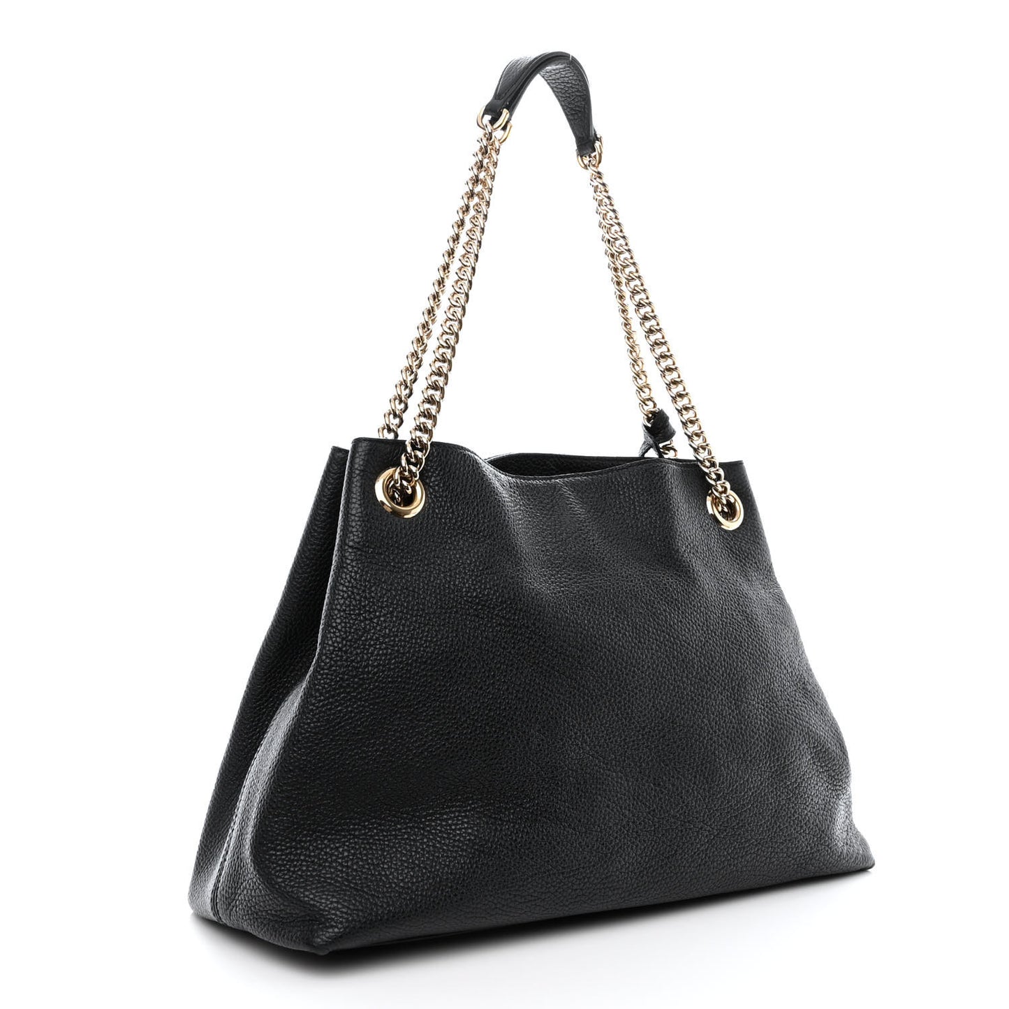 Pebbled Calfskin Medium Soho Chain Shoulder Bag Black