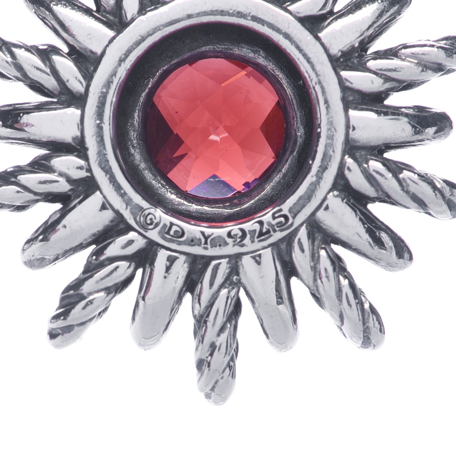 David Yurman Sterling Silver Garnet Starburst Pendant Necklace 6 of 7