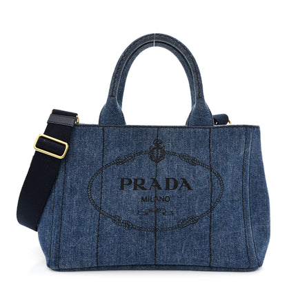 Prada Denim Small Logo Tote Bleu 1 of 11