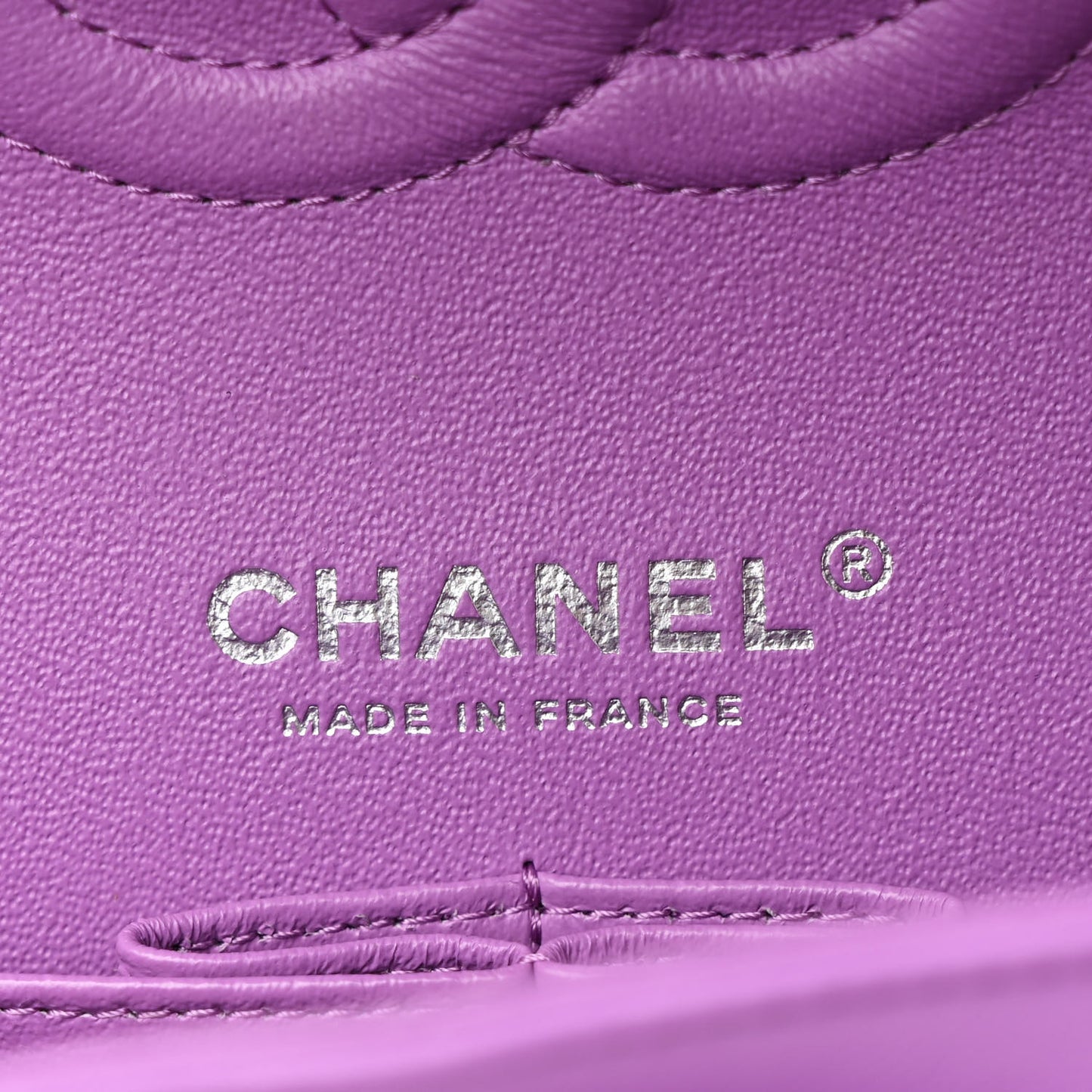 Lambskin Quilted Medium Double Flap Purple
