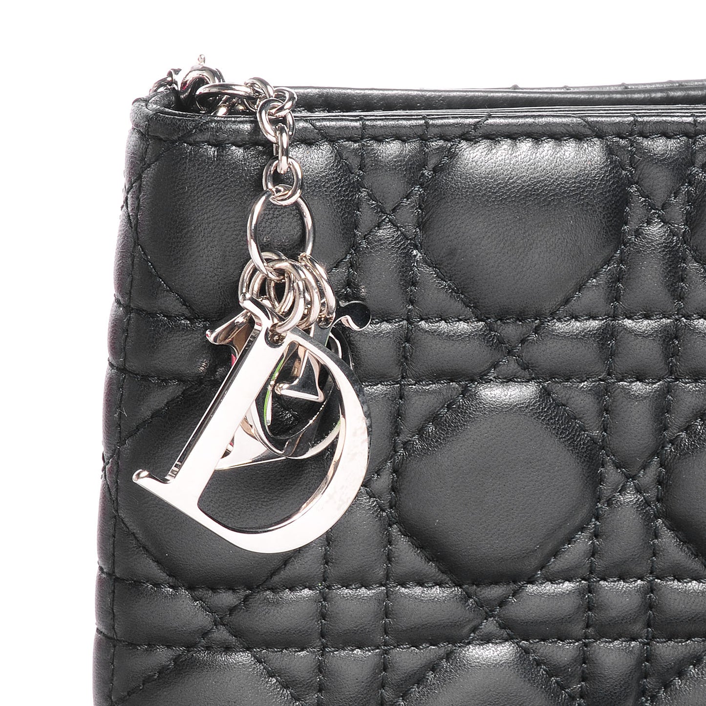 Lambskin Cannage Lady Dior Convertible Clutch Black