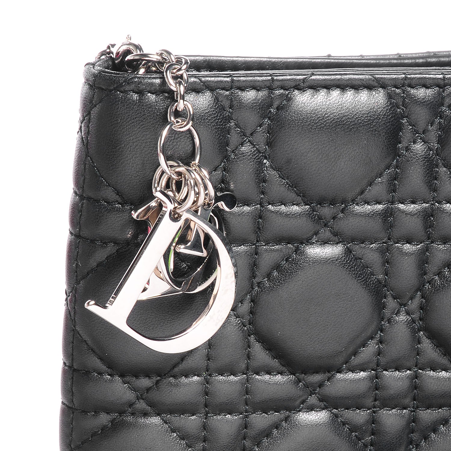 Christian Dior Lambskin Cannage Lady Dior Convertible Clutch Black 7 of 7