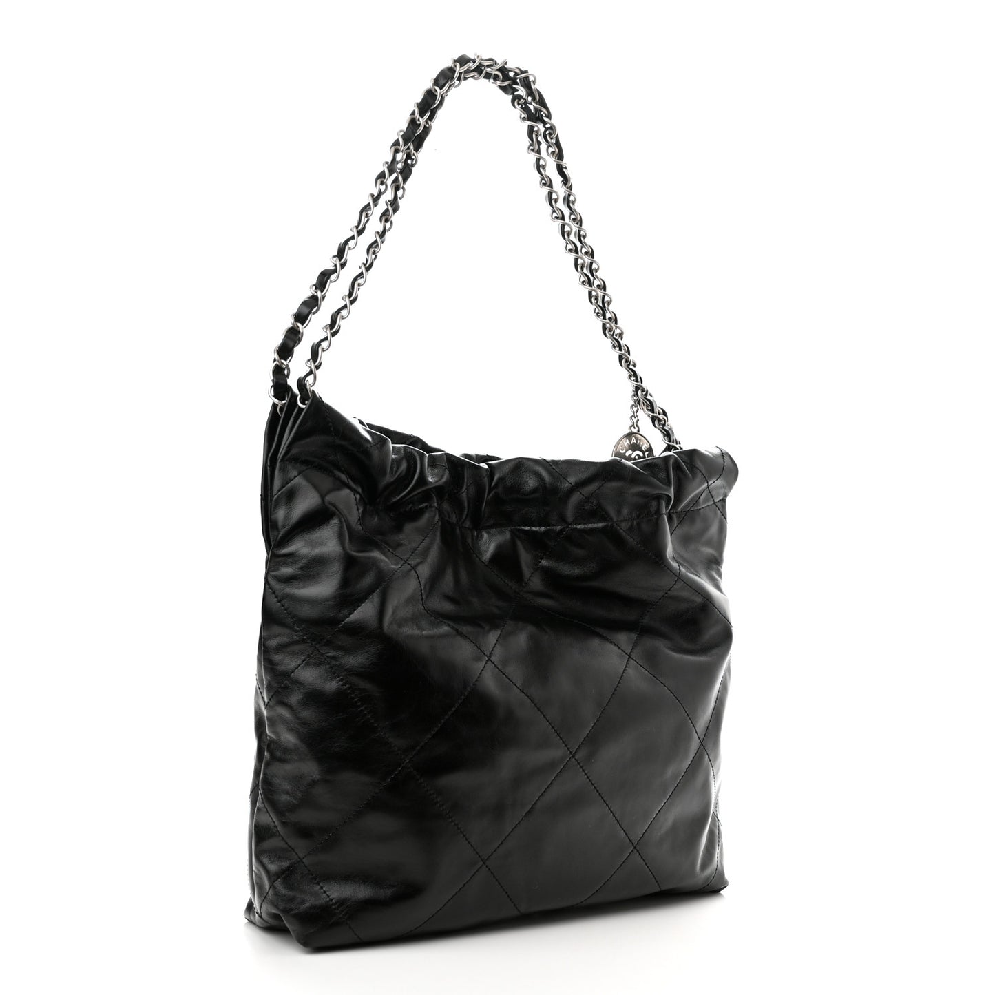 Shiny Calfskin Quilted Chanel 22 Black