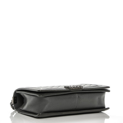 Chanel Goatskin Patent Quilted New Medium Boy Flap Grey 11 of 14