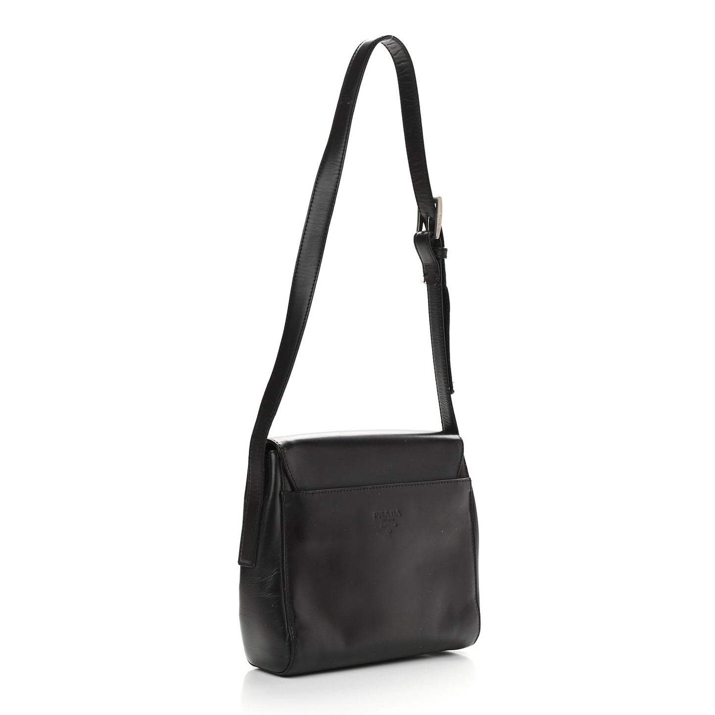 Soft Calfskin Flap Crossbody Bag Black
