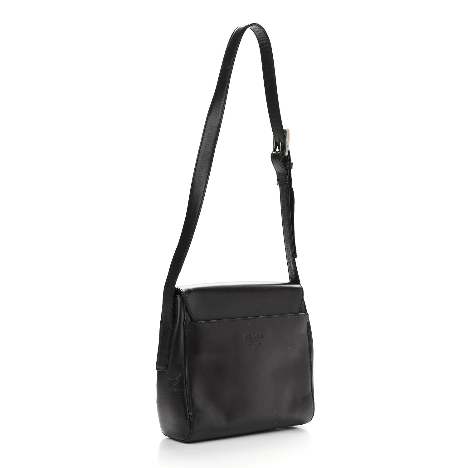 Prada Soft Calfskin Flap Crossbody Bag Black 3 of 10