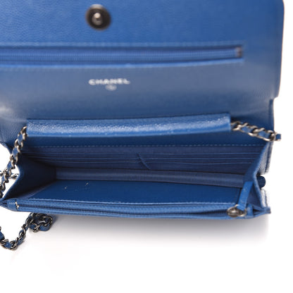 Chanel Caviar Quilted Boy Wallet On Chain WOC Blue 5 of 14