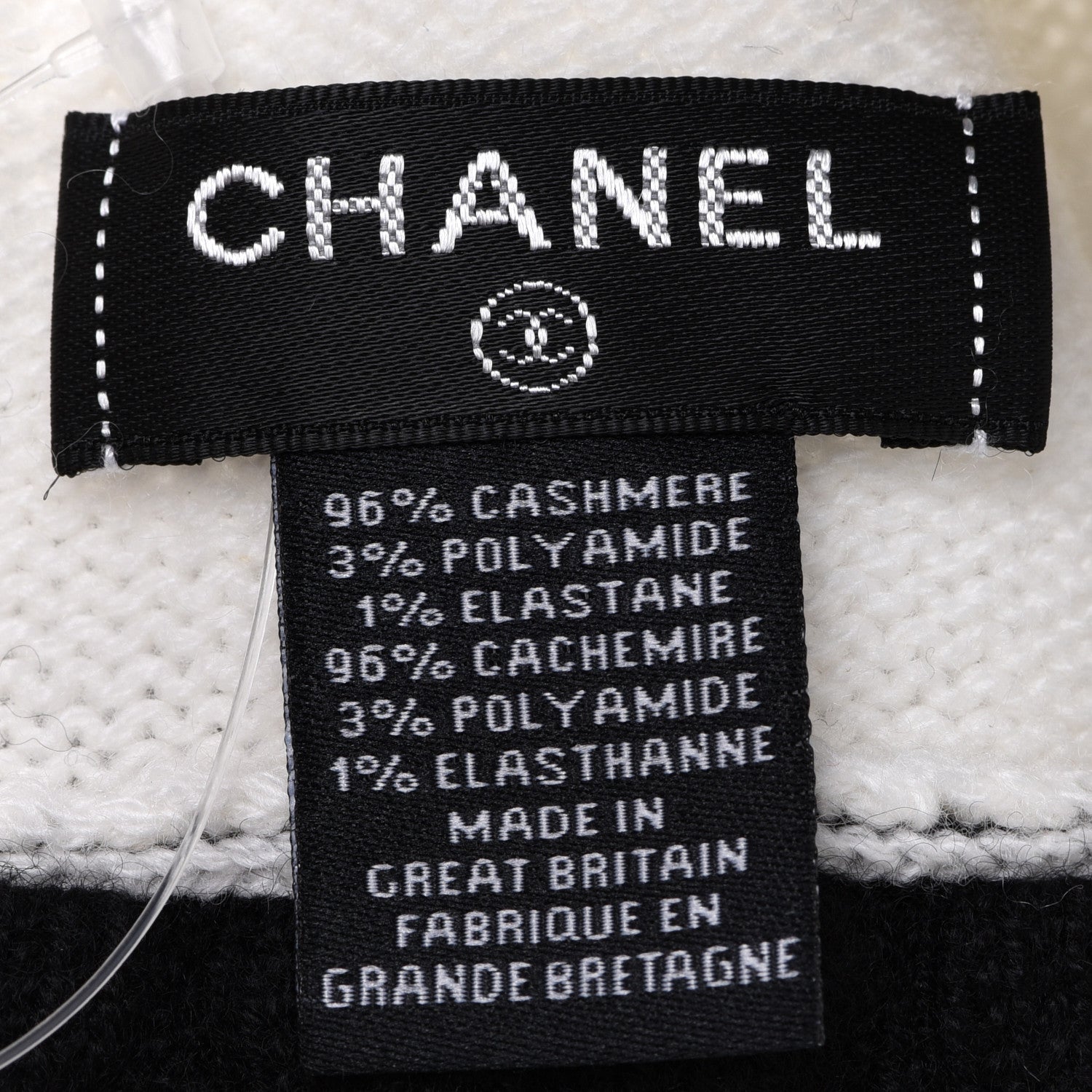 Chanel Cashmere Quilted CC Beanie Hat White Black 6 of 7