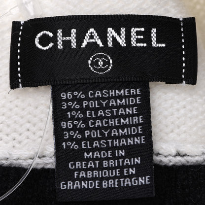 Chanel Cashmere Quilted CC Beanie Hat White Black 6 of 7