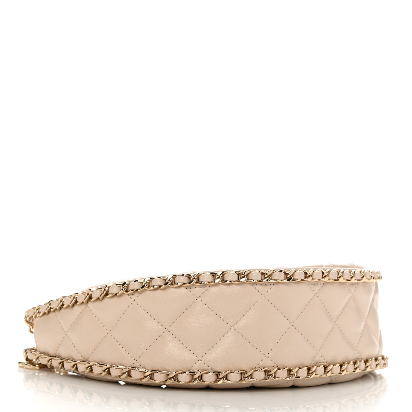 Lambskin Quilted Small Hobo Bag Light Beige