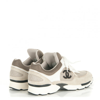Chanel Suede Calfskin CC Sneakers 40 Beige Gold Black 4 of 7
