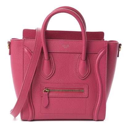 Celine Drummed Calfskin Nano Luggage Fuchsia 1 of 8