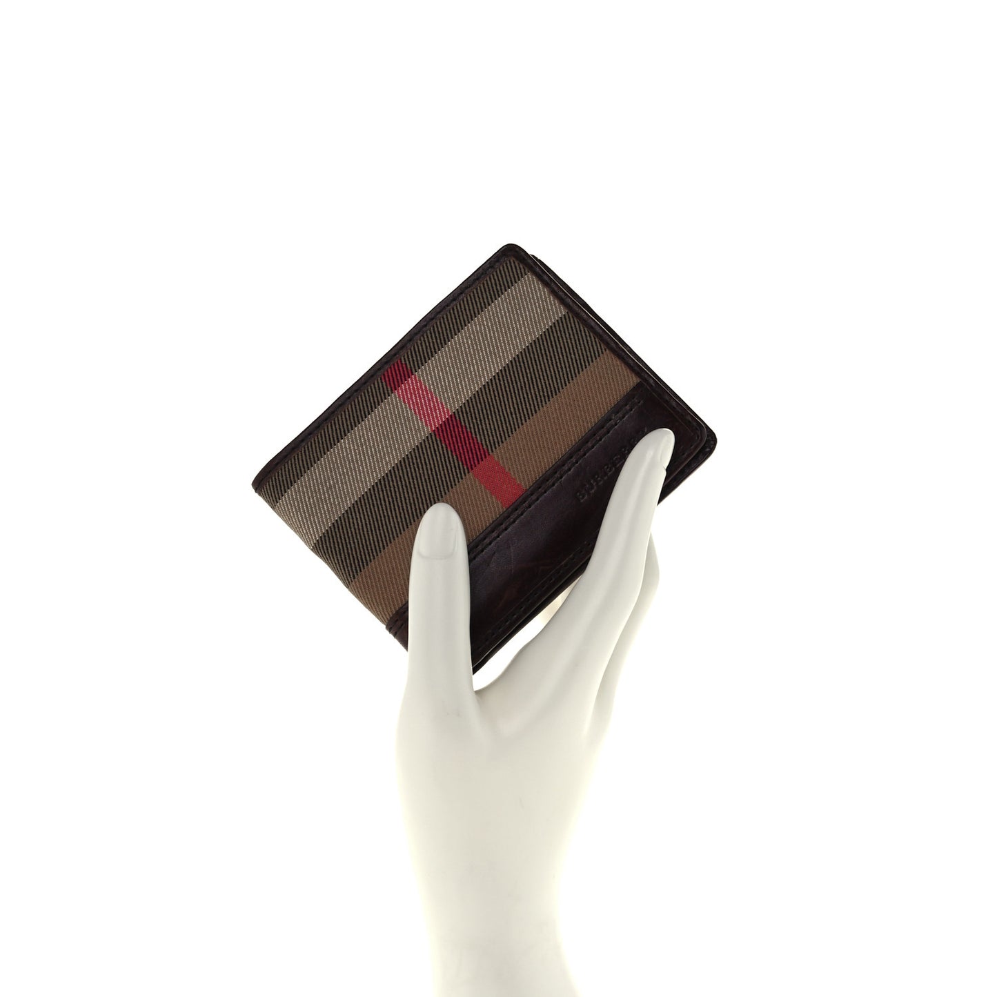 Calfskin House Check Bi-Fold Wallet Brown