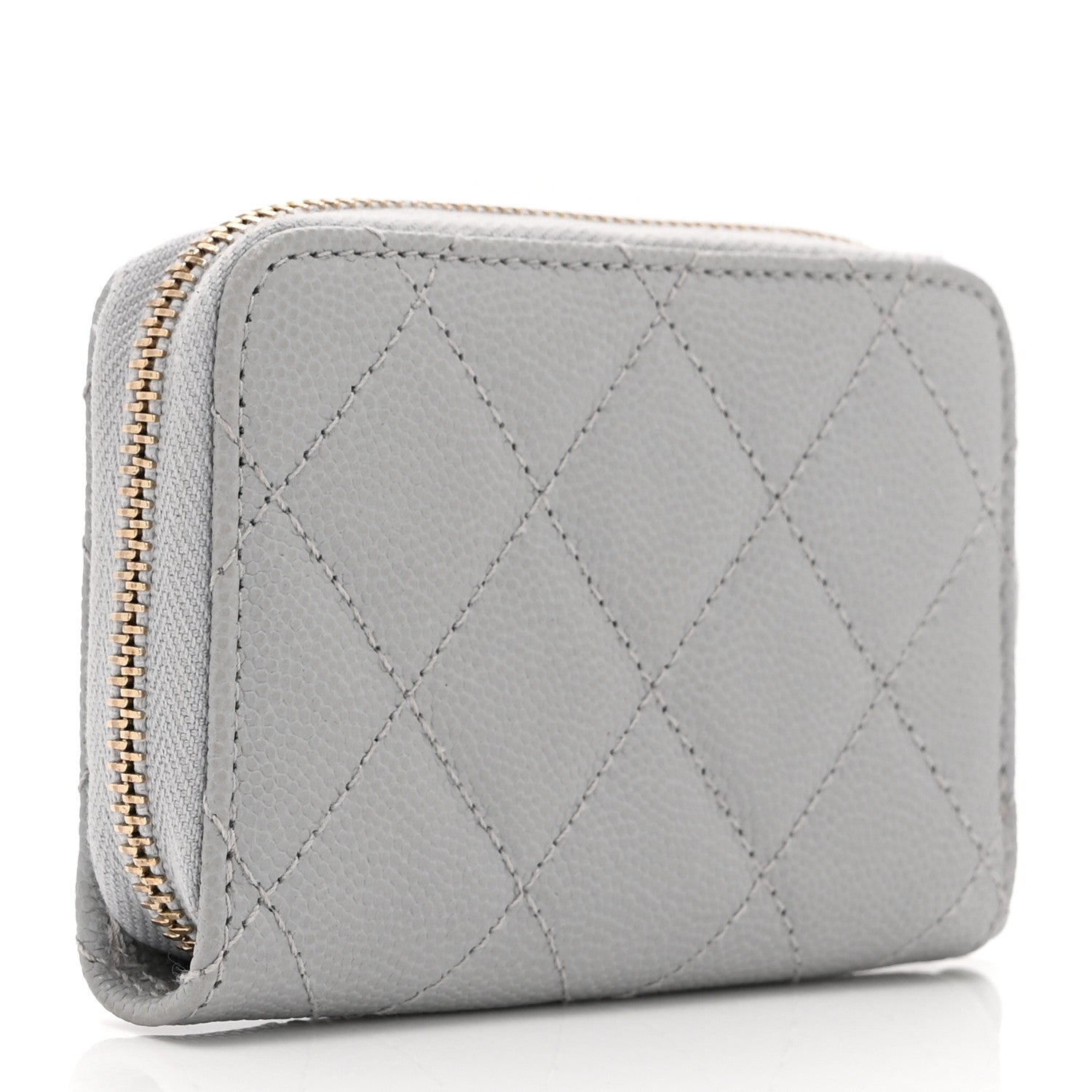 Chanel Caviar Quilted Zip Coin Purse Grey 3 of 10