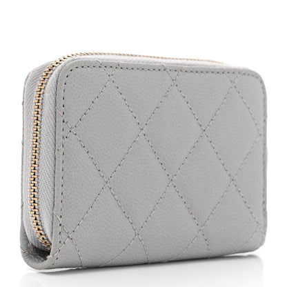 Chanel Caviar Quilted Zip Coin Purse Grey 3 of 10
