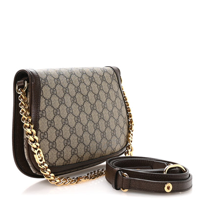 Gucci GG Supreme Monogram Textured Dollar Calfskin Blondie Chain Shoulder Flap Bag Beige Ebony New Acero 3 of 10