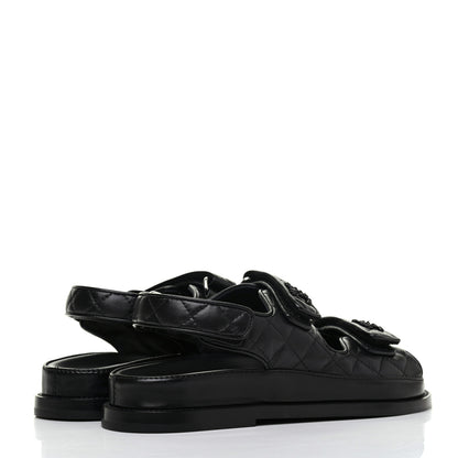 Chanel Lambskin Velcro Dad Sandals 36 Black 4 of 9