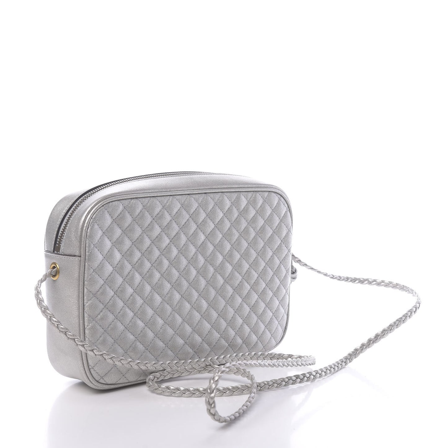 Laminated Nappa Web Trapuntata Small GG Shoulder Bag Argento
