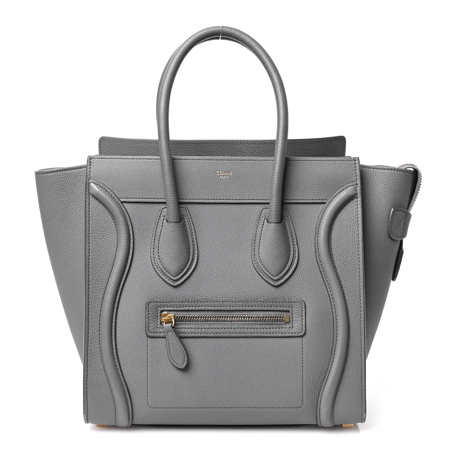 Celine Drummed Calfskin Micro Luggage Kohl 1 of 12