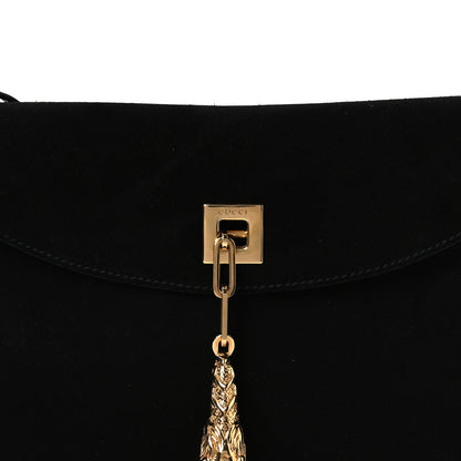 Gucci Suede Tiger Head Shoulder Bag Black 8 of 11