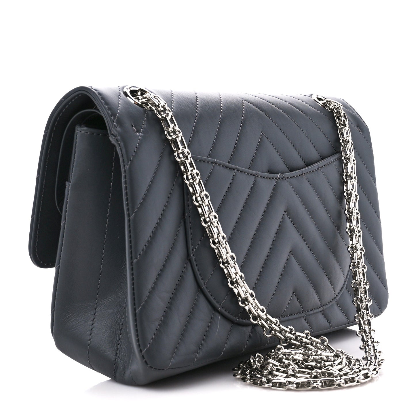Aged Calfskin Chevron Quilted 2.55 Reissue 225 Flap Dark Grey