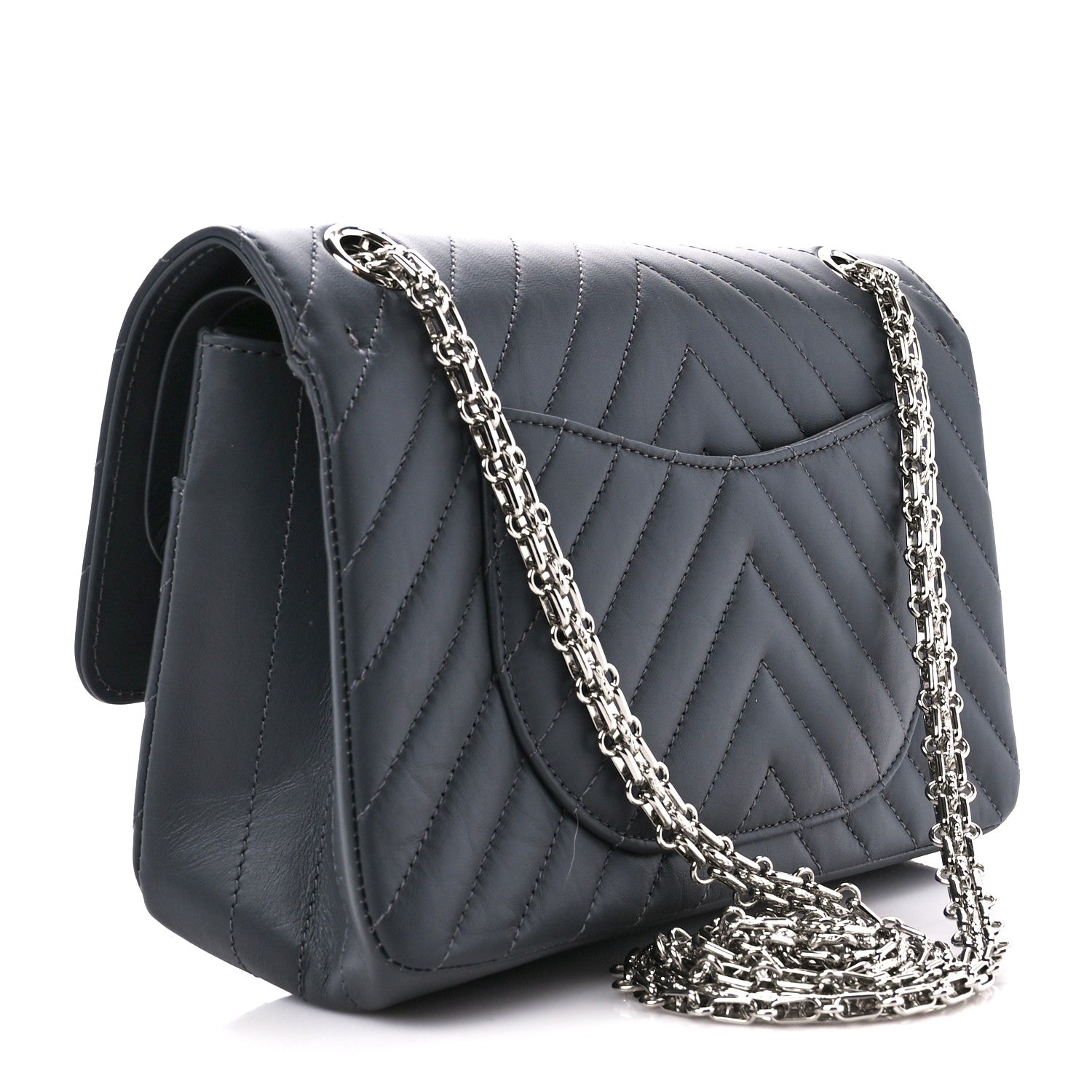 Chanel Aged Calfskin Chevron Quilted 2.55 Reissue 225 Flap Dark Grey 3 of 12
