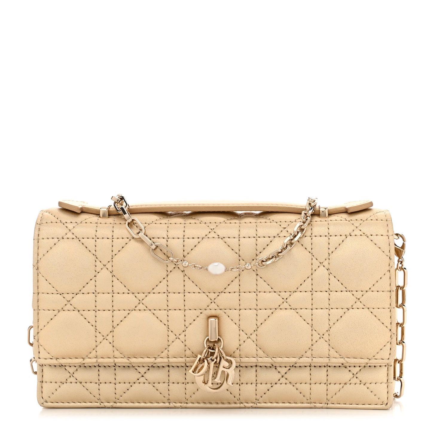 Metallic Lambskin Cannage Mini My Dior Bag Gold
