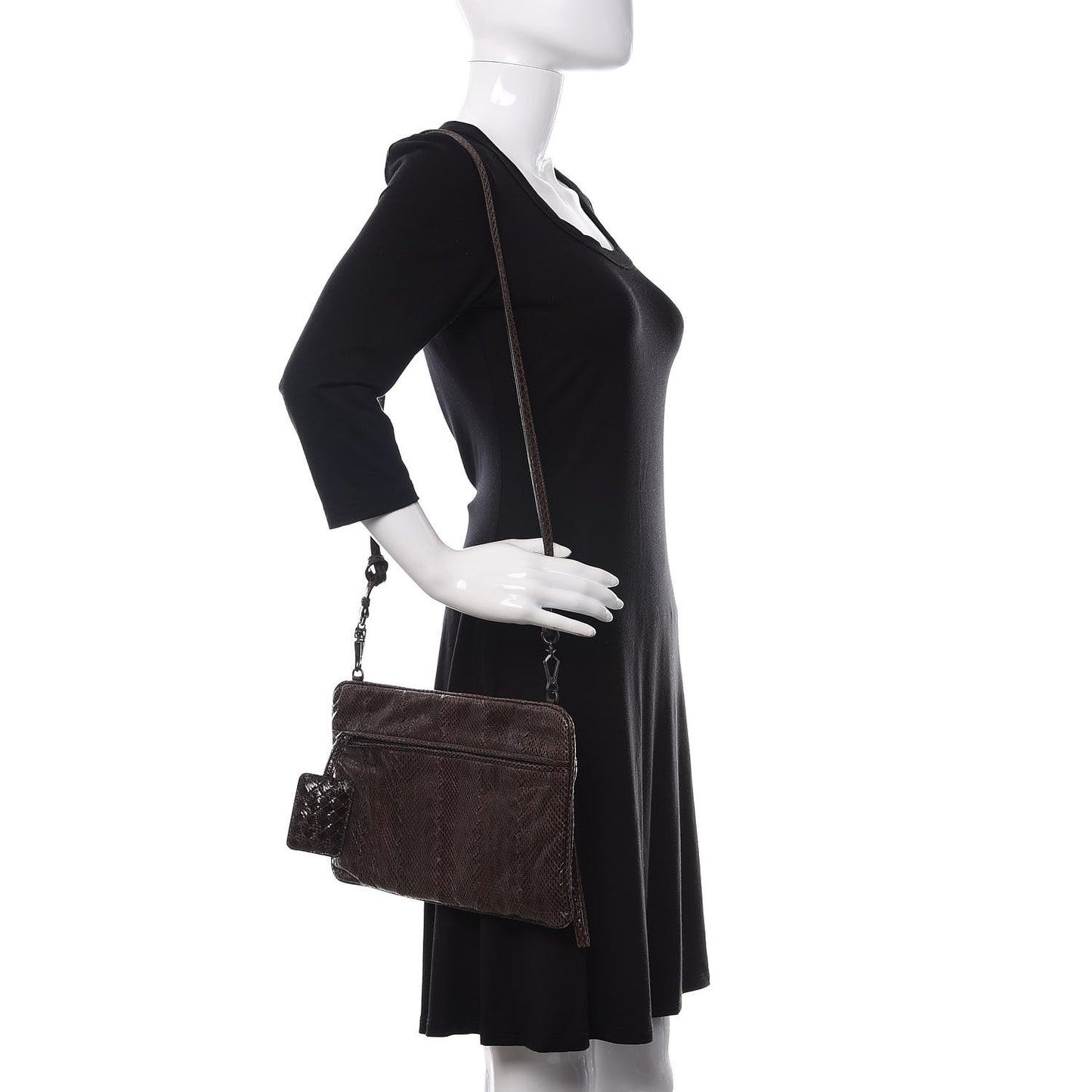 Ayers Snakeskin Flat Crossbody Brown