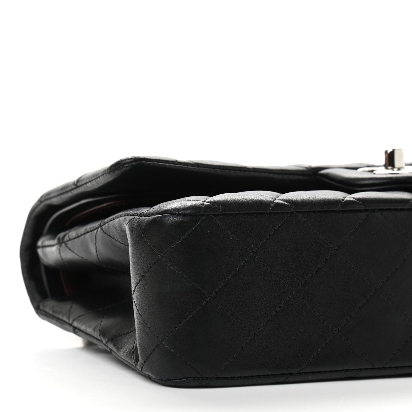 Lambskin Quilted Medium Double Flap Black