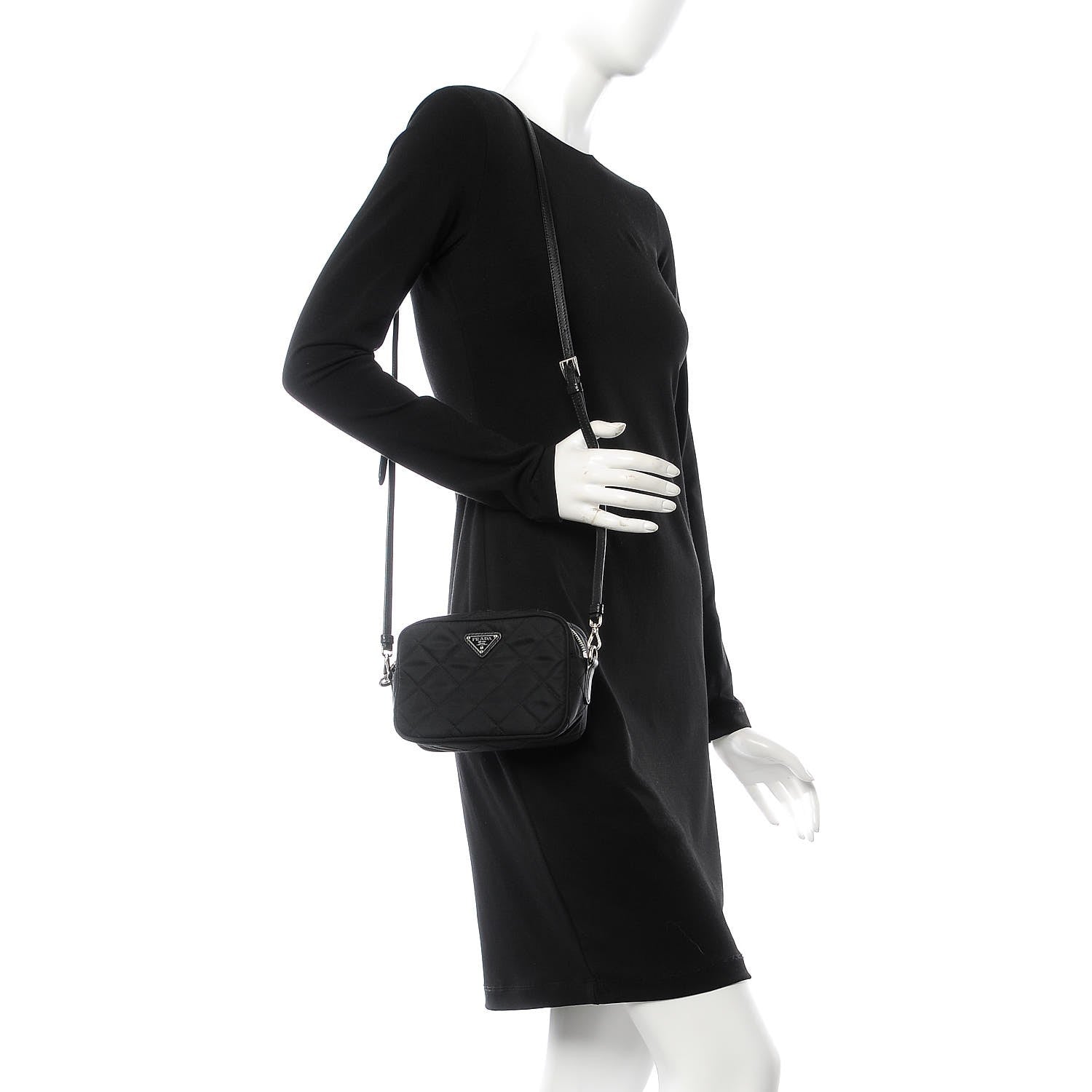 Prada Nylon Tessuto Impuntu Quilted Crossbody Bag Black 2 of 7
