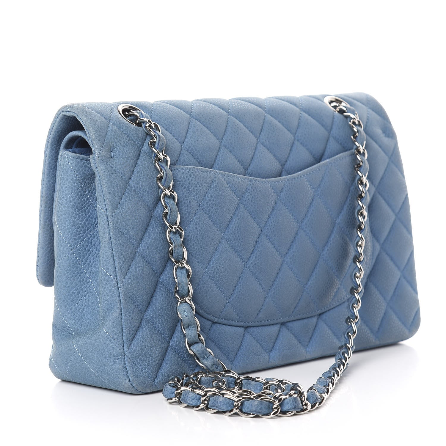 Chanel Iridescent Caviar Quilted Medium Double Flap Blue 2 of 9