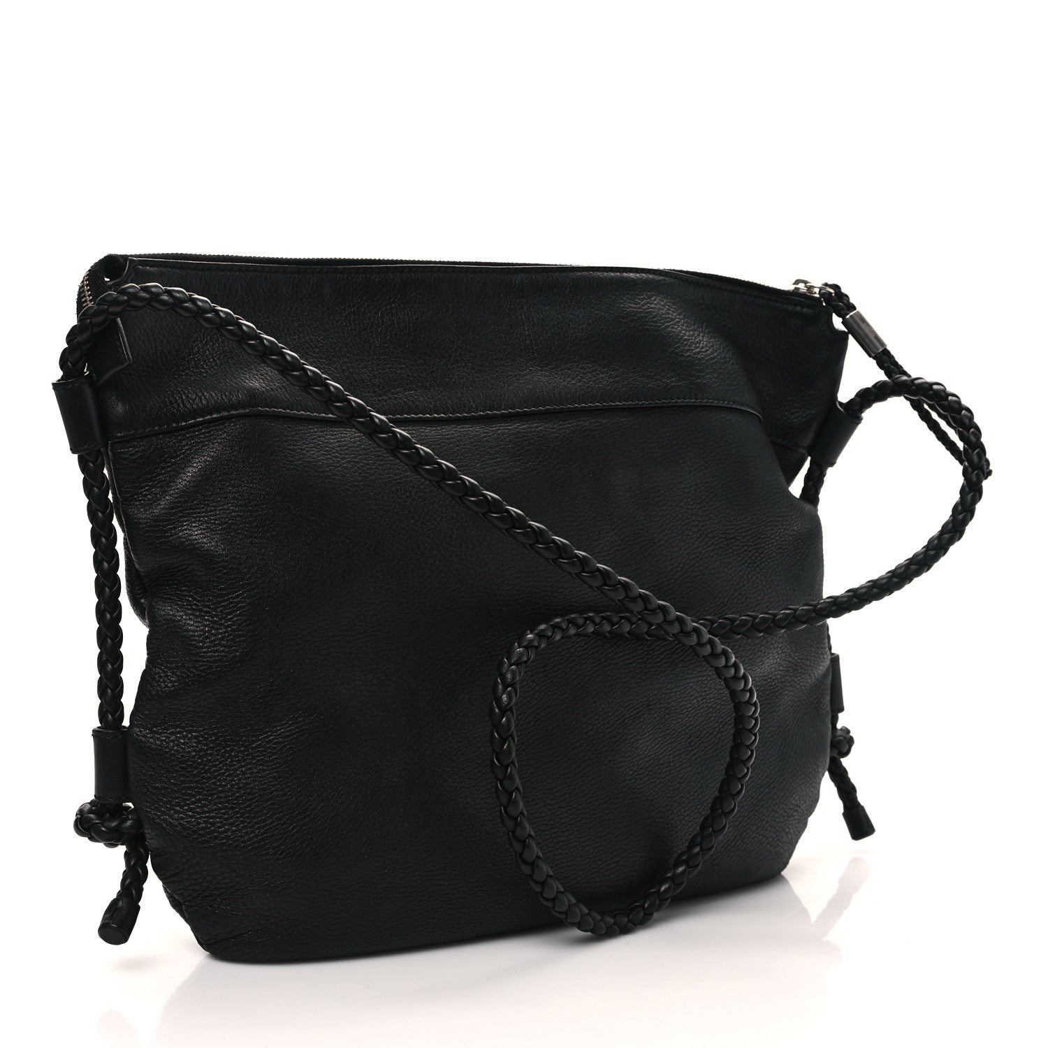 Gucci Deerskin Interlocking G Braided Messenger Bag Black 3 of 11