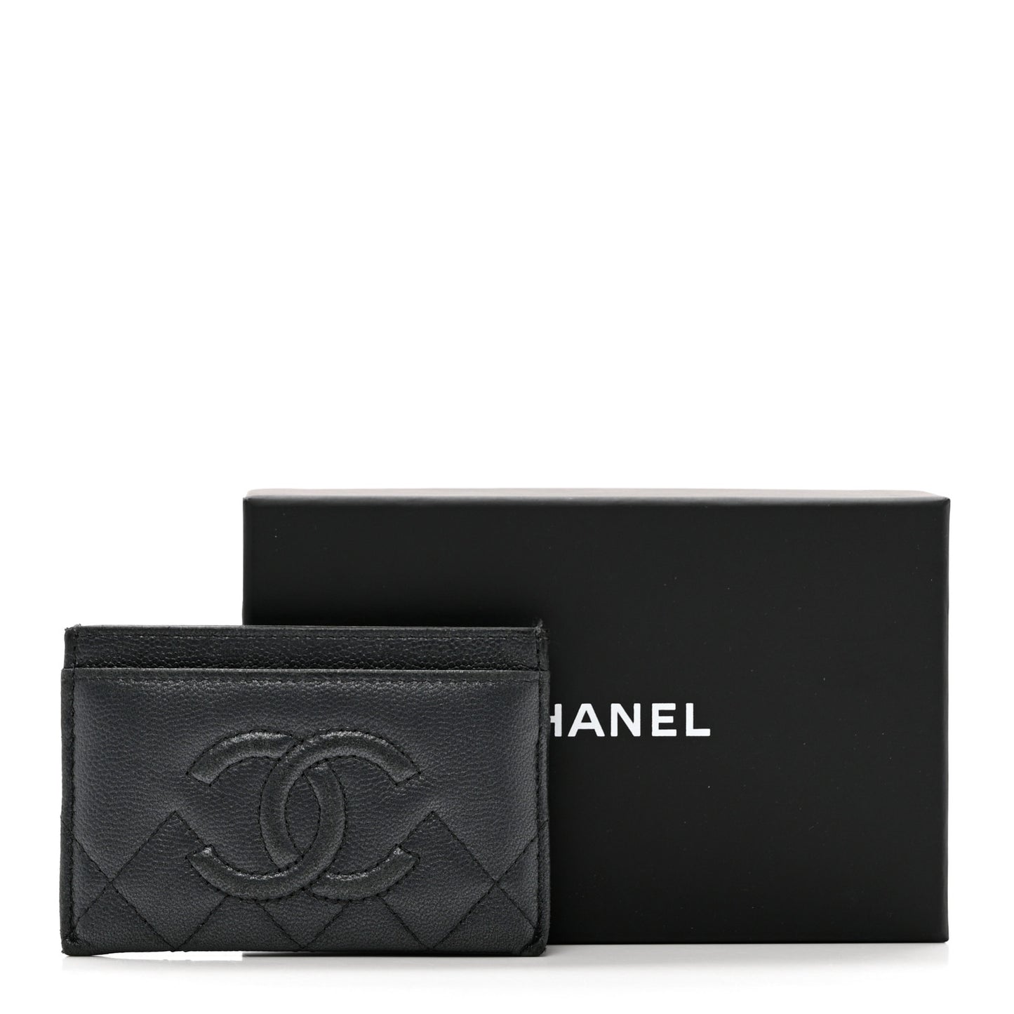 Metallic Caviar Quilted Maxi CC Card Holder Black
