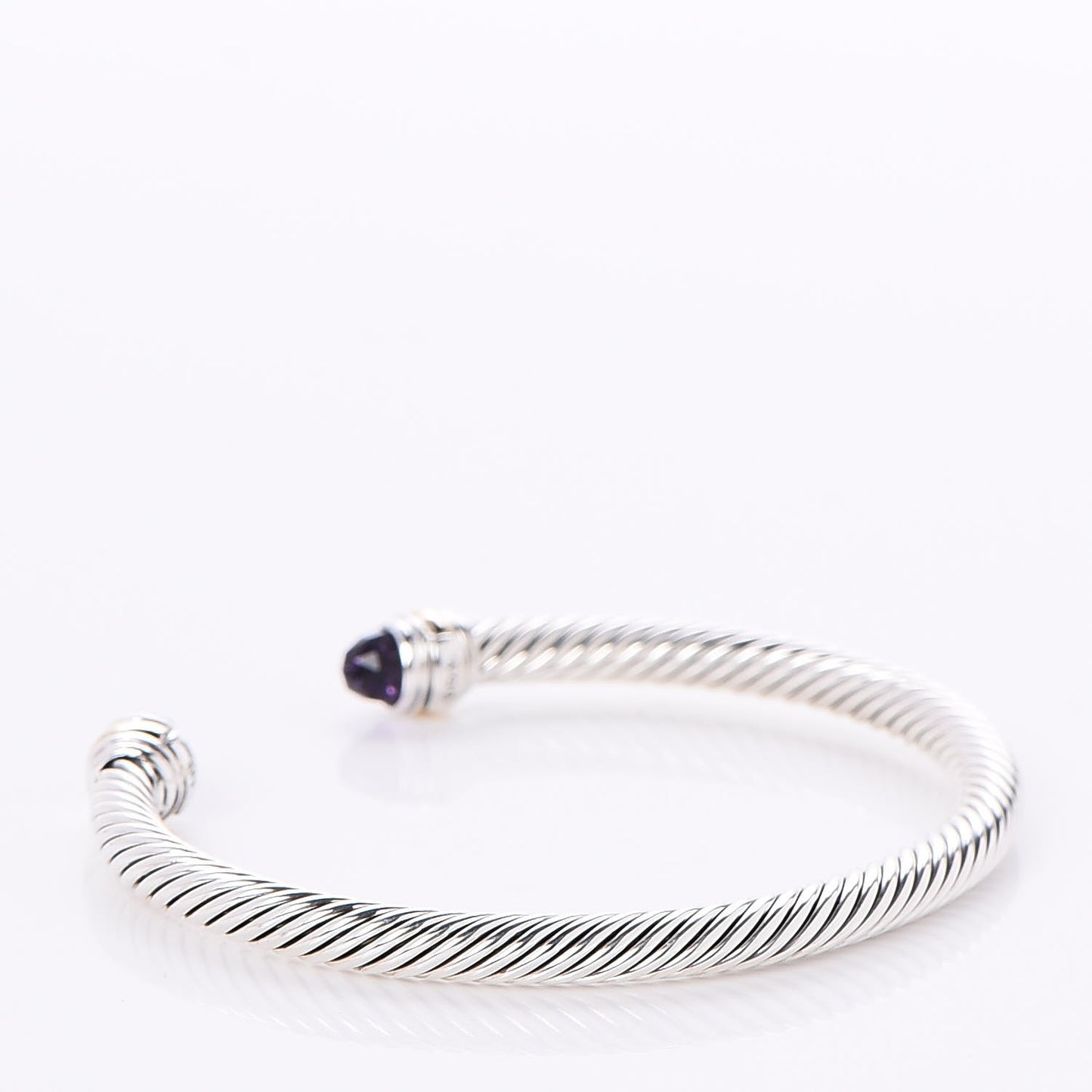 Sterling Silver 14K Yellow Gold Amethyst 5mm Cable Classics Bracelet